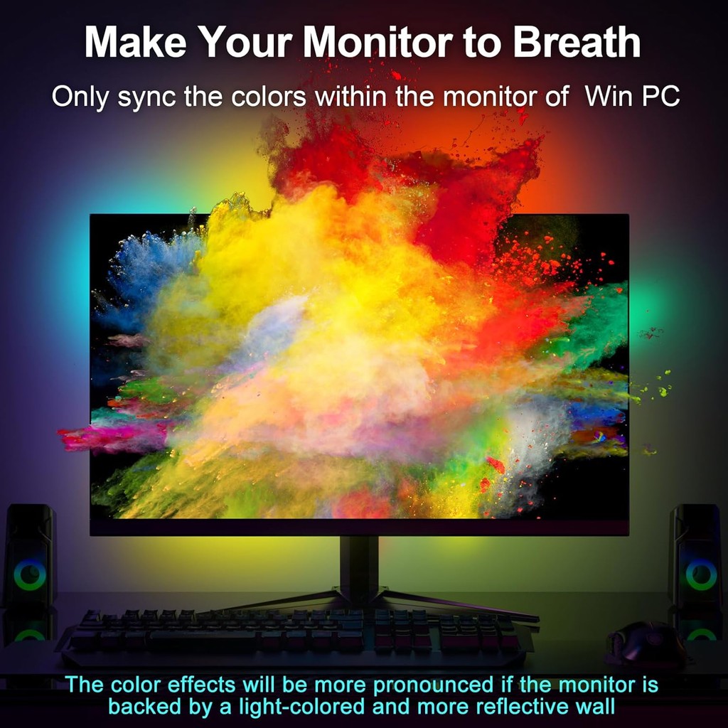 แบ็คไลท์มอนิเตอร์ - ไฟสําหรับเล่นเกม ซอฟต์แวร์อัพเกรด ไฟแถบ LED จับคู่สี ซิงค์กับหน้าจอ 13-39 นิ้วสํ