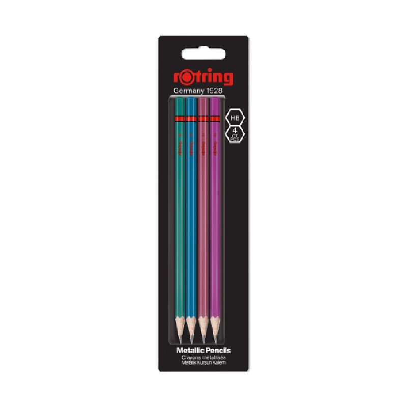 ROTRING ดินสอไม้ HB Metallic คละสี (แพ็ค4แท่ง)