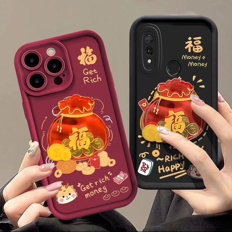 3d น่ารัก Lucky Gold เหรียญสําหรับ Huawei Honor 90 Lite 200 Pro X8 Nova 5T 7i P20 P30 Pro 7SE 6SE 9S