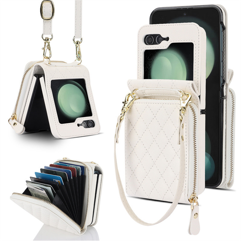 Luken สายรัดข้อมือ Crossbody เคสโทรศัพท์สําหรับ Samsung Galaxy Z FLIP 6 5 4 Flip6 Flip5 Flip4 Flip3 กระเป๋าสตางค์หนังพร้อมผู้ถือบัตร OPPO ค้นหา N3 N2 FLIP