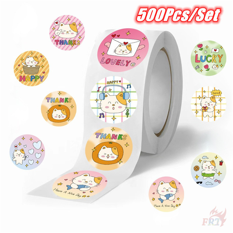 500ชิ้น/ม้วน Have A Nice Day - Q สติ๊กเกอร์รางวัลเด็กแมวตลก Diy สมุดภาพอัลบั้มตกแต่งสติกเกอร์ฉลากปิดผนึก