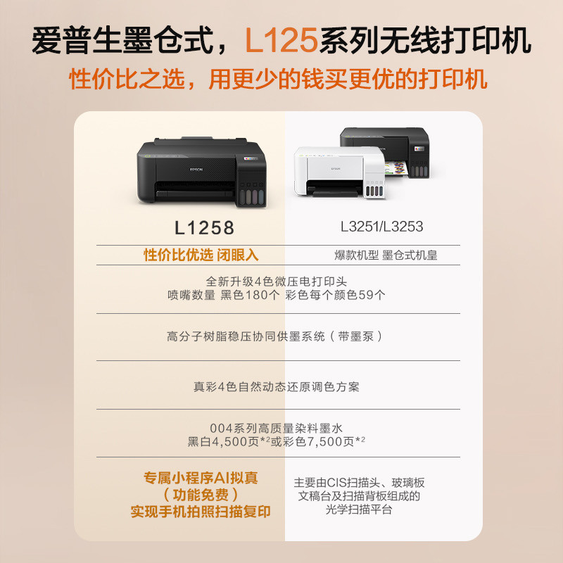 Epson Epson L1258L1250 Series เครื่องพิมพ์ตลับหมึกพิมพ์ภาพการพิมพ์การบ้าน KSHF