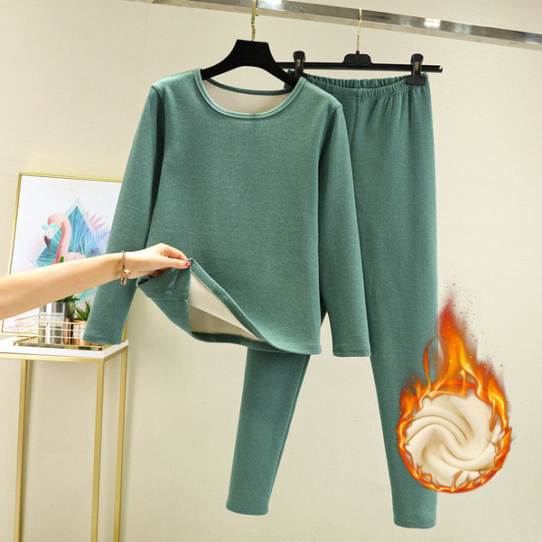 ชุดชั้นในระบายความร้อนเสื้อตัวในแขนยาวบุขนกำมะหยี่หนาพิเศษสำหรับฤดูใบไม้ร่วงและฤดูหนาวของผู้หญิง