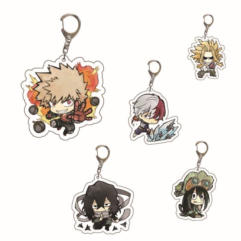 พวงกุญแจอนิเมะ My Hero Academia การ์ตูนรุ่น Q จี้อะคริลิคใสสองด้าน