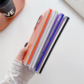 Matte โปร่งแสง Gradual เลเซอร์ Aurora แม่เหล็กสําหรับ Samsung S26 Ultra S25 Ultra S24 S23 S22 S21 Ultra Plus S25 S24 S23 S21 FE A56 ไร้สายชาร์จ Hard กันกระแทก
