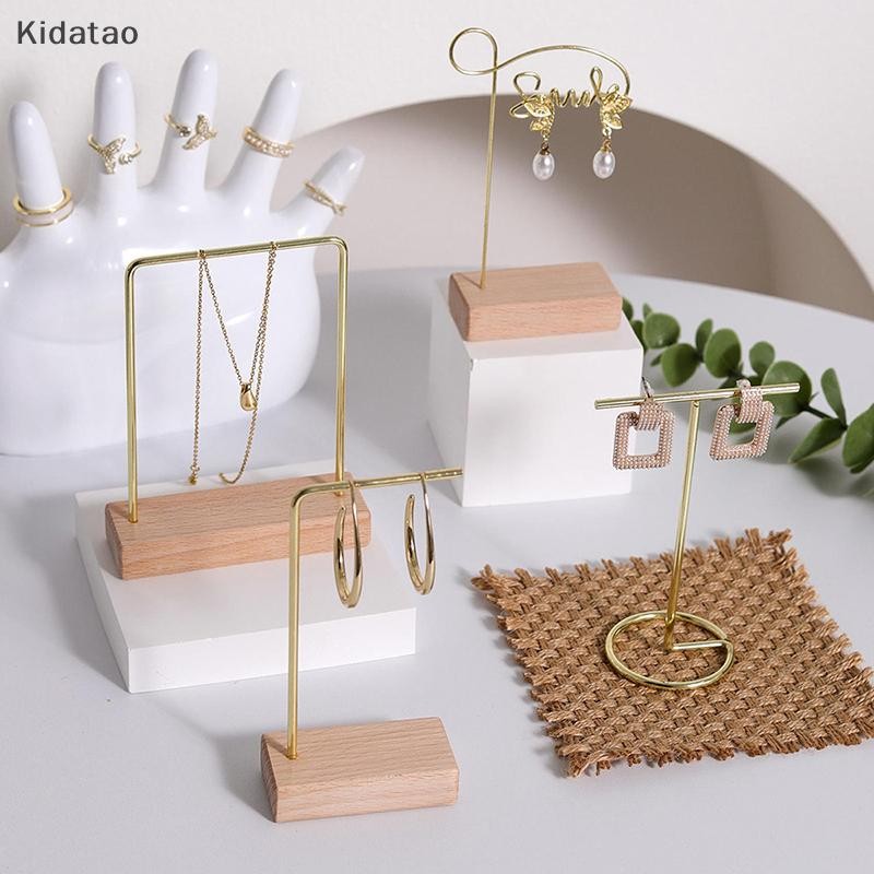 Kidatao เครื่องประดับยืนแสดงสร้อยข้อมือต่างหูสร้อยคอจัดเก็บไม้ฐาน Rack Jewellery Organizer ผู้ถือ Photo Props ตกแต่งบ้านใหม่