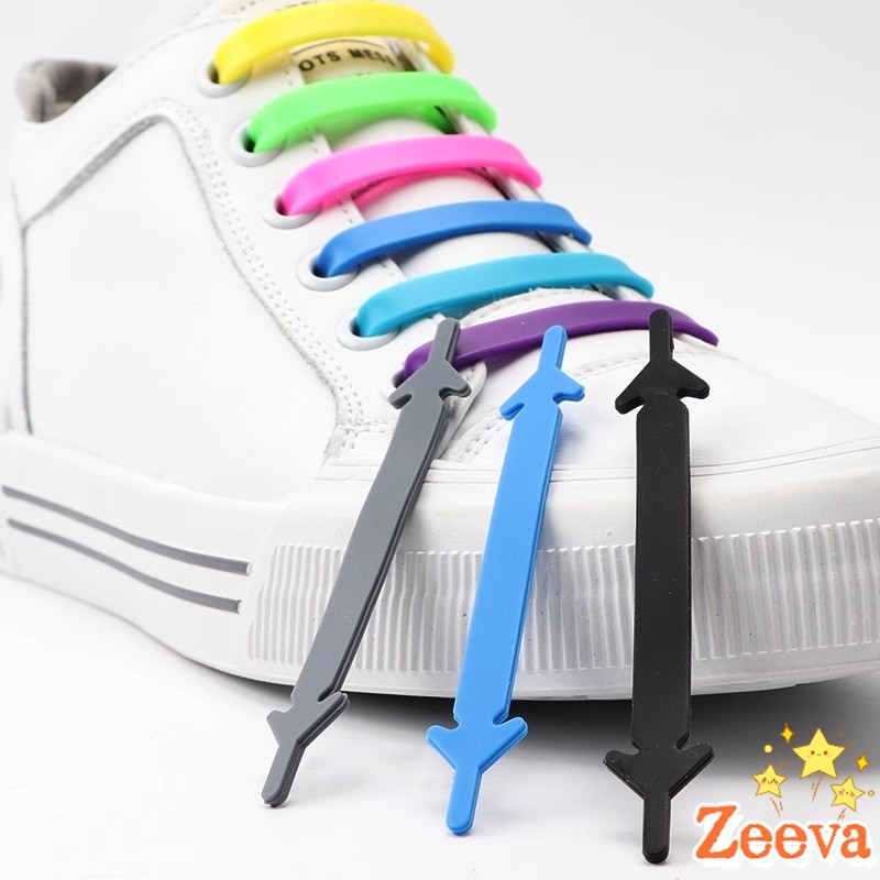 ZEEVA เชือกรองเท้าแบบซิลิโคน ไม่ต้องผูก 16 แท่ง / แพ็ค Lazy shoelaces