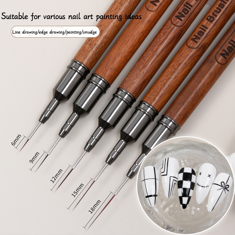 เครื่องมือทําเล็บปากกาเพ้นท์เล็บไม้จันทน์บรรเทาการวาดภาพภาพวาดปากการอยเปื้อน