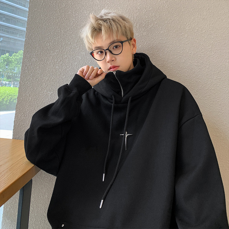 STD🔥ส่งไวจากไทย เสื้อสเวตเตอร์มีฮู้ดคอเต่า เวอร์ชั่นเกาหลี ผู้ชาย แฟชั่น หลวม ขนาดใหญ่ สะดวกสบาย