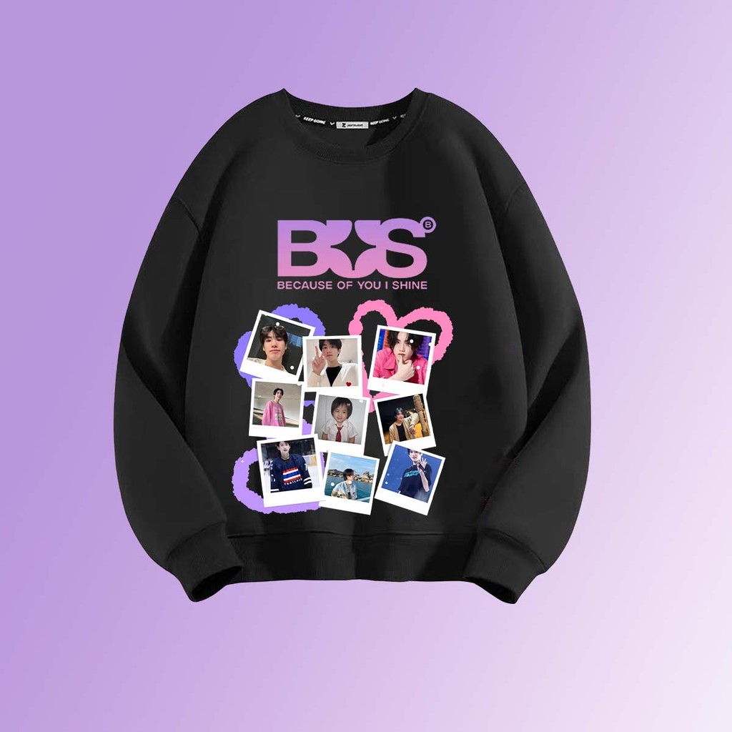 BUS because of you i shine Hoodie sweatshirtเสื้อสเวตเตอร์แขนยาวพิมพ์ลายผ้าฝ้ายแท้สําหรับผู้หญิง