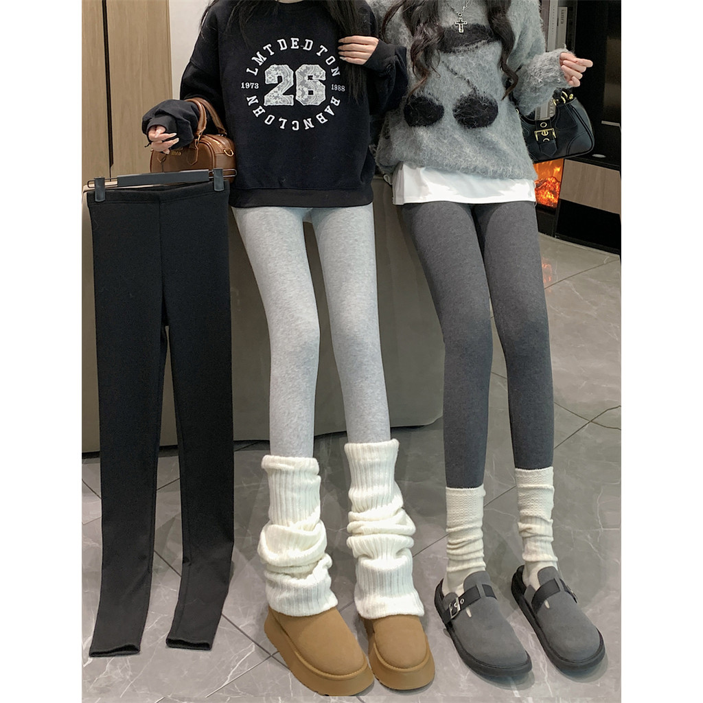 วันเดย์เกิร์ล | เกาหลีฤดูใบไม้ร่วงฤดูหนาว Must-Have Leggings ผู้หญิง 2024 ฤดูใบไม้ร่วงฤดูหนาวเอวสูง Belly-Narrowing Hip-Lifting Bar โยคะ Flee