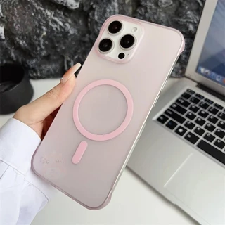 หรูหราบางเฉียบกึ่งโปร่งใสช็อกทนฮาร์ดปกหลังสําหรับ ไอโฟน for iPhone Air 17 Pro Max 16 15 14 Plus 13 12 11 Pro Max มือโปร สูงสุด ไม่มีกรอบ เคลือบแม่เหล็กกรณีโทรศัพท์