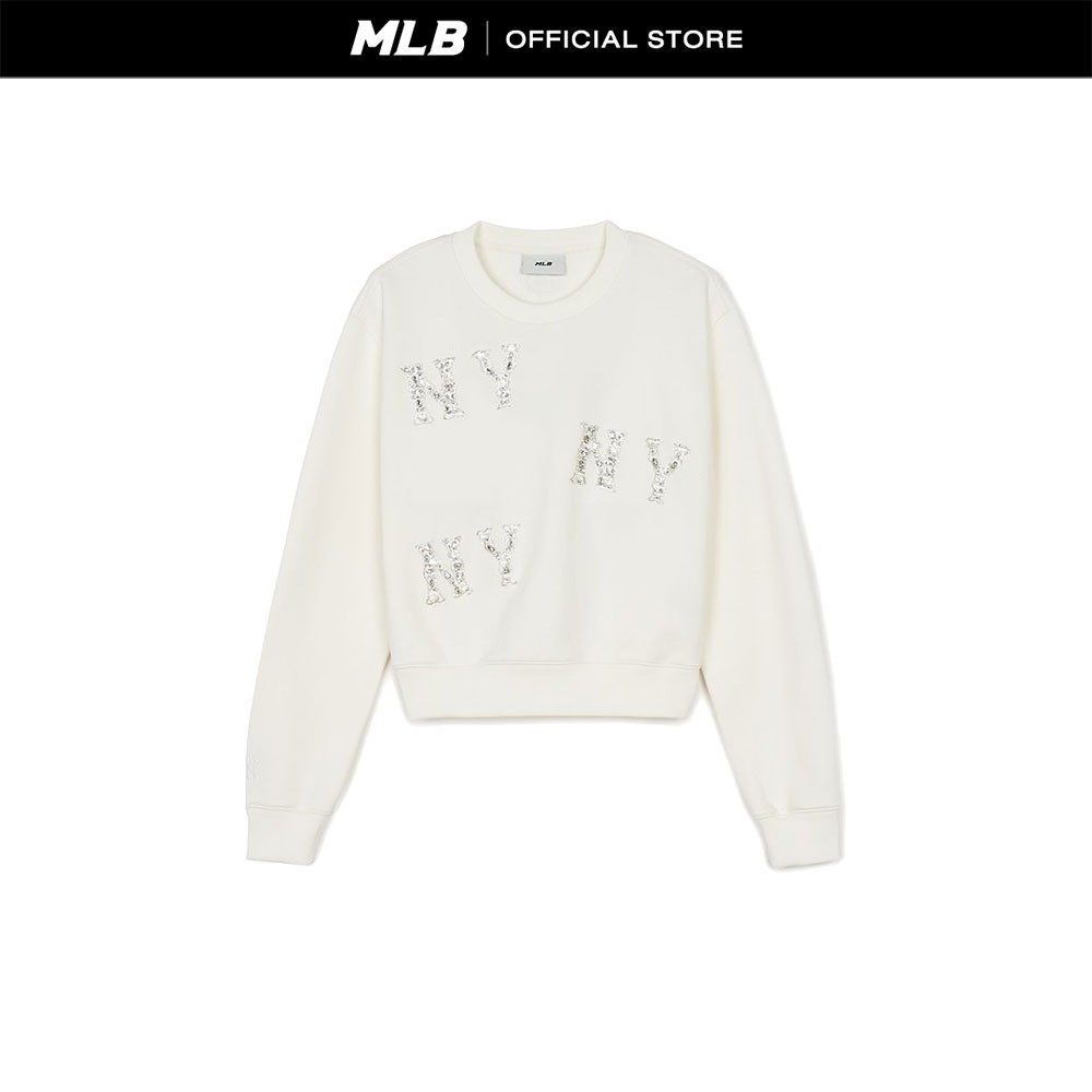 MLB เสื้อสเวตเชิ้ต ผู้หญิง Crystal Megagram รุ่น 3FMTS0244 50CRS สีครีม