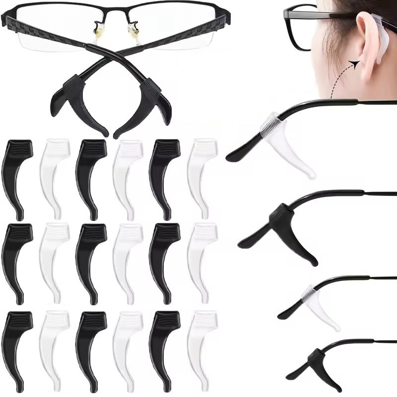 ขาแว่นตากันลื่นซิลิโคนที่มองไม่เห็นตัวยึดคงที่-กรอบแว่นตาป้องกันการล่มสลายแขนยึด-ที่เกี่ยวหู