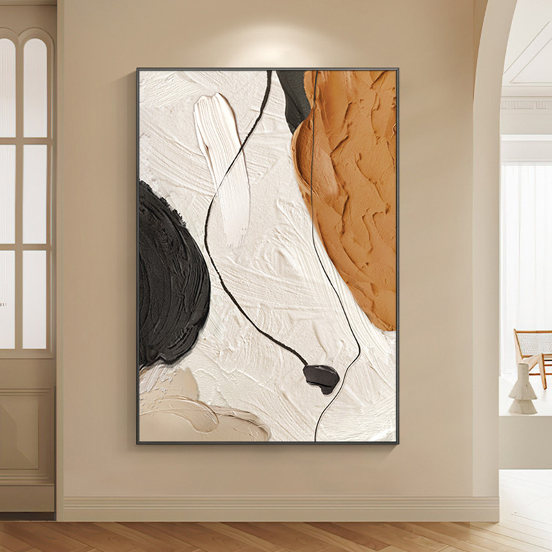 (พร้อมกรอบ) บทคัดย่อ Texture Art Light Luxury Line Art ภาพวาดผ้าใบพิมพ์ภาพ