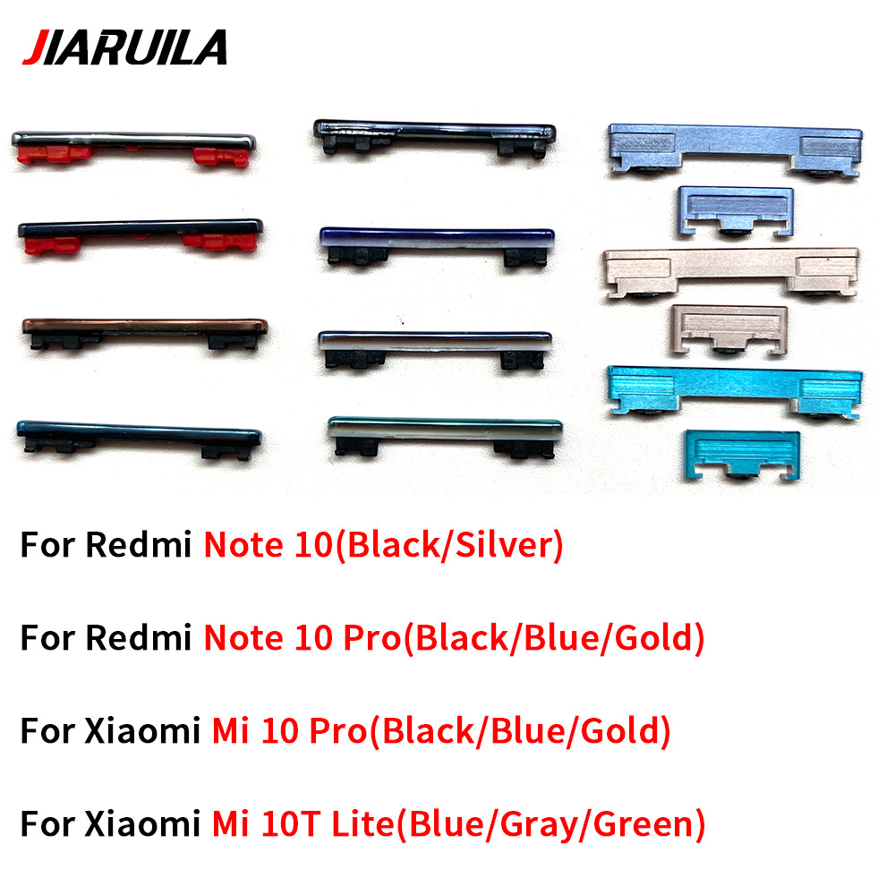 ปุ่ม Power & Volume Key Housing ปุ่มด้านข้างริบบิ้นสําหรับ Xiaomi Redmi หมายเหตุ 10 Pro / Mi 10 10T Pro ปุ่ม + ปุ่มด้านข้างปรับระดับเสียงคีย์
