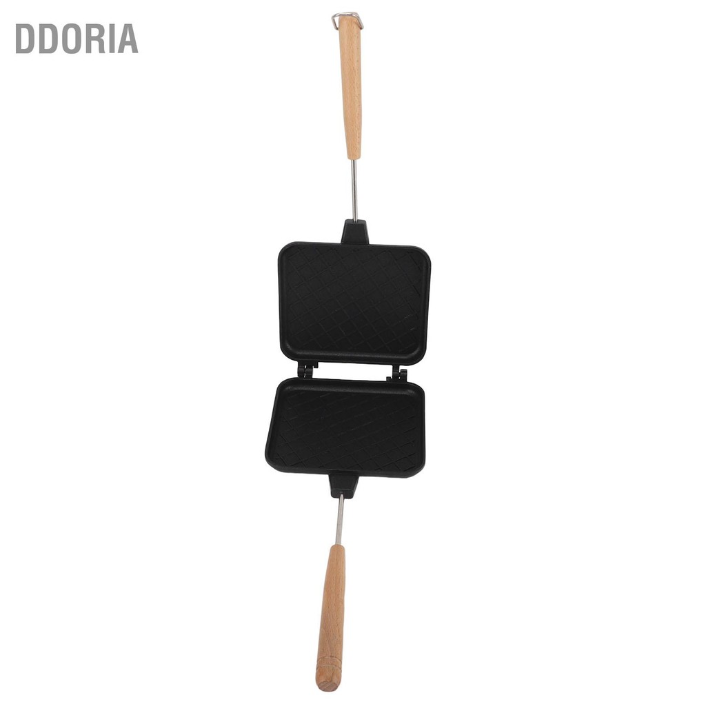 DDORIA Double Sided Frying Pan Aluminum Solid Wood Anti Stick Stovetop Sandwich Maker for Gas Stove 