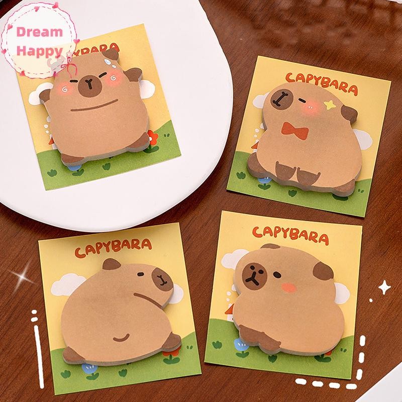 Dreamhappy 30 ชิ้นการ์ตูน Kawaii Capybara รูปพิเศษ Sticky Notes แบบพกพาทนทานข้อความกระดาษ Self-กาวการ์ตูนสร้างสรรค์ Notepad TH