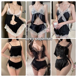 sexypajamas💋ชุดนอนไม่ได้นอนลูกไม้💋 ชุดนอน satinny ชุดนอนใส่ส…