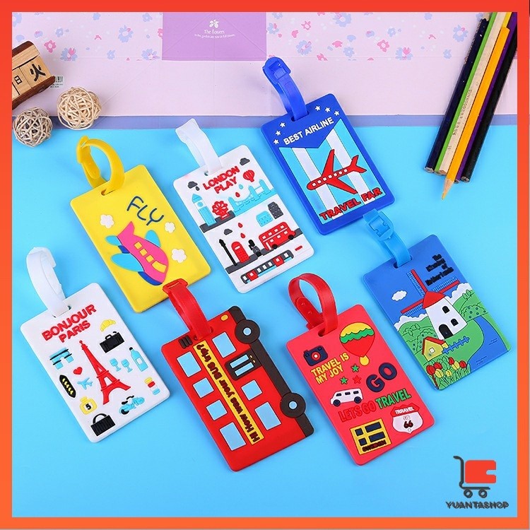 ป้ายห้อยกระเป๋า PVC นิ่ม ป้ายแท็กกระเป๋าเดินทาง ลายการ์ตูน luggage tag