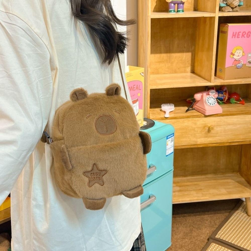Uumir กระเป๋าสะพายไหล่,กระเป๋าโทรศัพท์ Crossbody ความจุขนาดใหญ่ตุ๊กตา,พร้อมสายรัดปรับได้การ์ตูน Capybara กระเป๋าคาดหน้าอกซิป