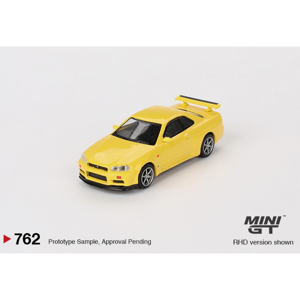 MINIGT 1: 64 Nissan GT-R Nissan GTR R34 V-Spec สีเหลืองรถรุ่น 762