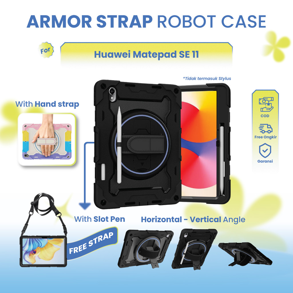 HUAWEI MatePad SE 11 "2024 Pad 11 นิ้ว FHD + Eye Comfort จอแสดงผลทนทานสายคล้องคอ Hardcase ปกทหารป้อง