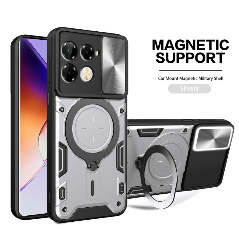 แหวนโลหะกล้องป้องกันกรณีสําหรับ Infinix Note 40 Pro Note 40 หมายเหตุ 30 Pro 30i Hot 30 Zero 30 Armor Hybrid หมุนผู้ถือฝาครอบ