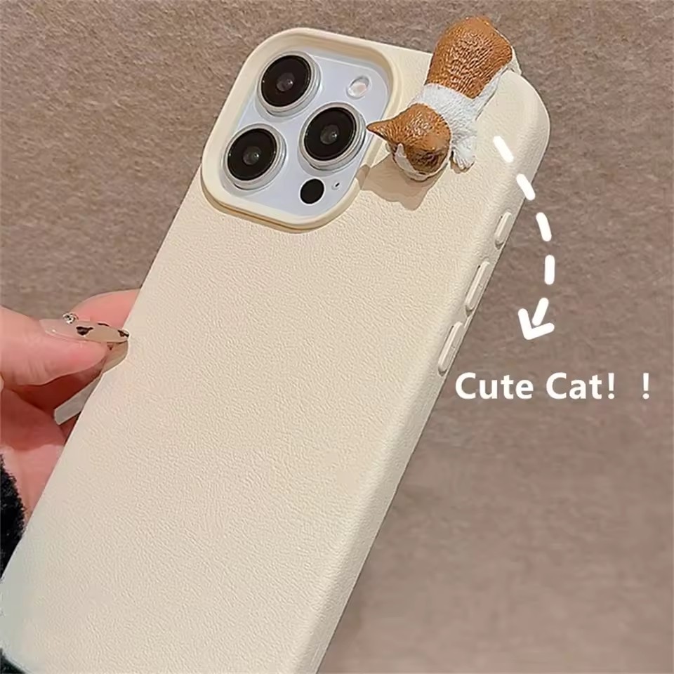 น่ารัก 3D แมวตกแต่งเคสโทรศัพท์สําหรับ IPhone 16 15 14 12 13 11 Pro ProMax Plus X XR กันกระแทกฝาครอบโทรศัพท์