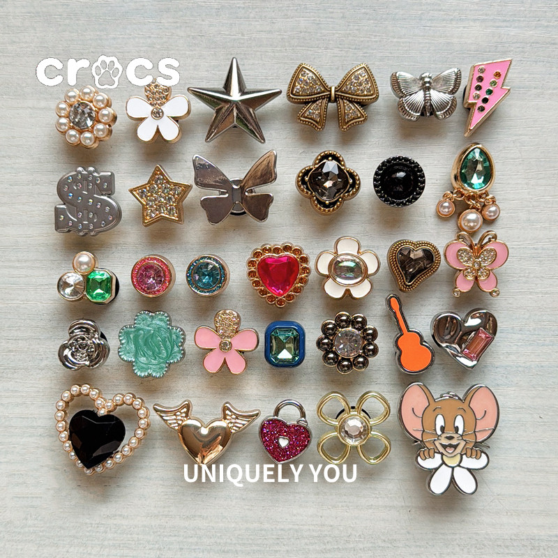 Crocs Jibbitz Metal Flower Jibbitz Gem Flower Shoe Buckle charm crocs Metal Heart Hole Shoe Accessories