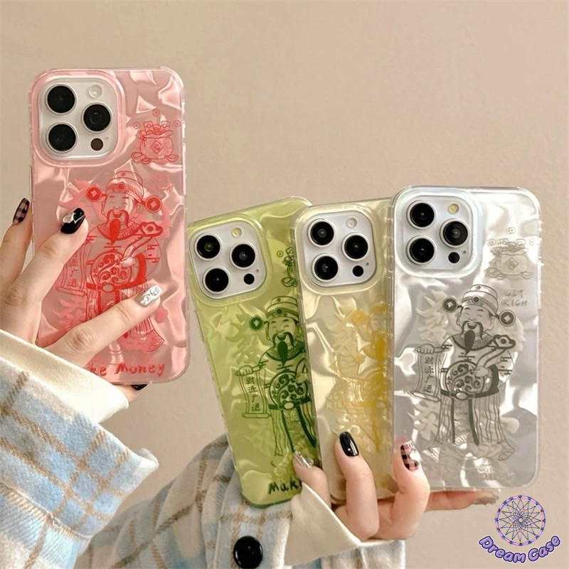 สไตล์จีนสนุกสนานโชคดีพระเจ้าแห่งความมั่งคั่งนุ่ม เคส iPhone 11 16 15 13 14 12 Pro Max 16 8 7 14 Plus XR X XS Max SE 2020