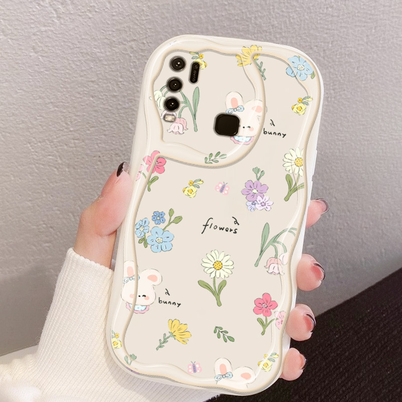 ปลอกสําหรับ Vivo Y50 Y30 Y30i 1935 1938 ดอกไม้การ์ตูนน่ารักและกระต่าย Anti Fall ซิลิโคนใสเคสโทรศัพท์แบบนุ่ม