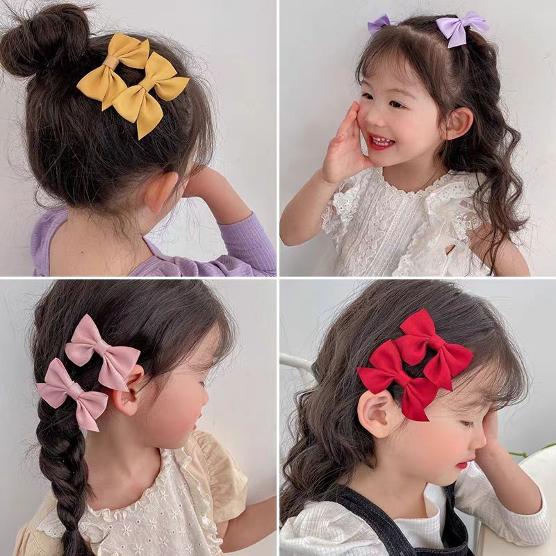 2 ชิ้น/คู่น่ารักโบว์กิ๊บสีดําโบว์เรียบคลิปอุปกรณ์ผมสําหรับผู้หญิงและเด็กผู้หญิง