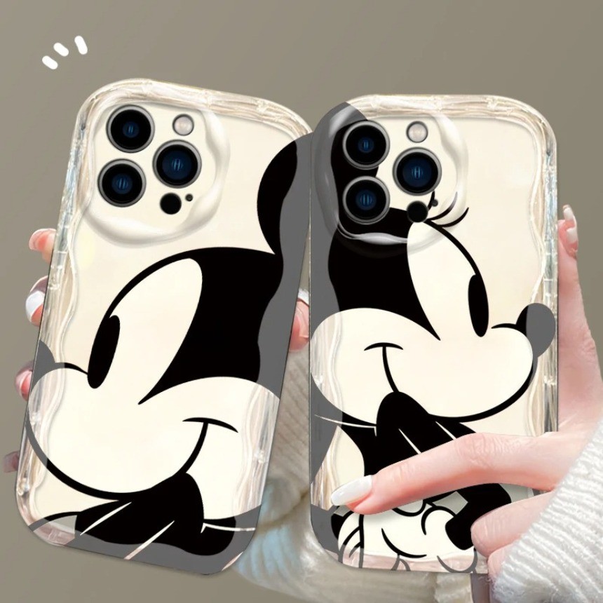 สีดําคู่ Mickey Minnie เคสโทรศัพท์สําหรับ Vivo Y03 Y38 Y58 Y28S Y18S Y18E V30 V29 V27 Pro V29e V27e V25e V25 V15 V23 V23e V29 V30 Lite ขอบโค้งนุ่ม