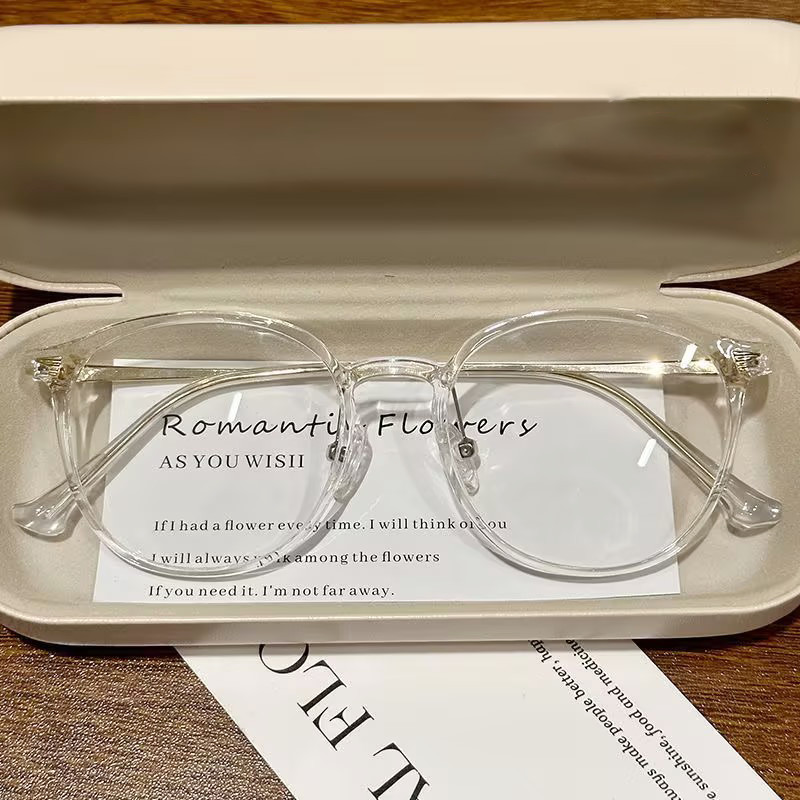 👓แว่นตาแฟชั่นผู้หญิง👓 -50~600° แว่นสายตาสั้น แว่นตาป้องกันสีฟ้า ใบหน้าธรรมดาเป็นสีขาว 1104