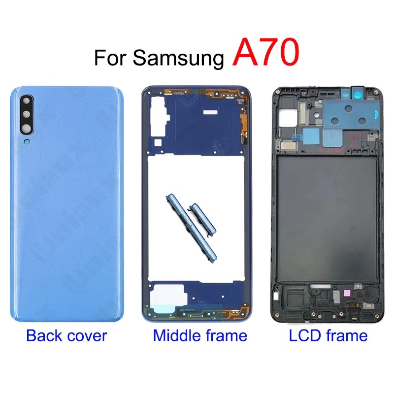 สําหรับ Samsung Galaxy A70 ฝาหลังแบตเตอรี่ที่อยู่อาศัยกรอบกลางและกรอบ LCD