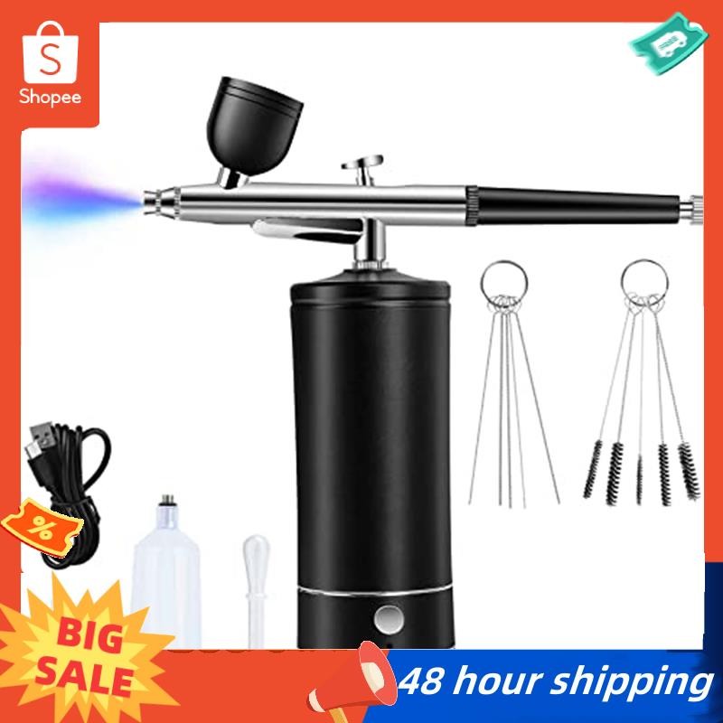 พร้อมสต็อก 1 Set Airbrush Kit ชุดคอมเพรสเซอร์แอร์บรัชไร้สายแบบชาร์จไฟได้