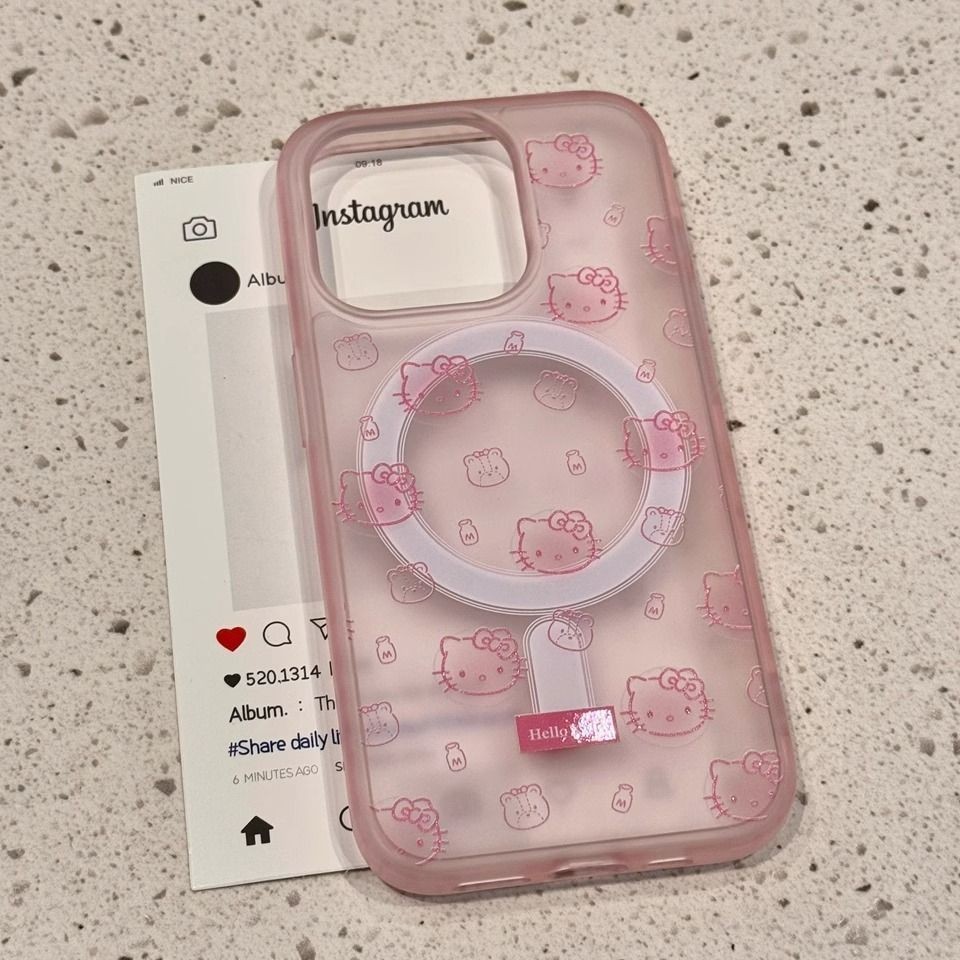 น่ารักใสแป้งคิตตี้แม่เหล็กผู้ถือเคสโทรศัพท์เหมาะสําหรับiPhone16 15 14 13 11 12Promax 11Promax 12Pro 14plus 15Promax 6X9C - รูปที่ 2