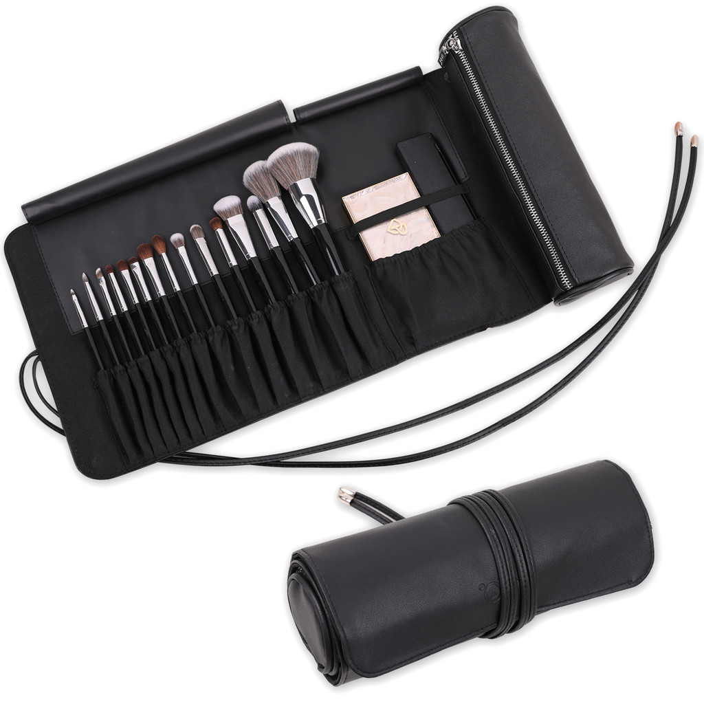 MSQ กระเป๋าแปรงแต่งหน้า Travel Makeup Brush Case ที่วางแปรงแต่งหน้า กระเป๋าเครื่องสําอางแบบพกพา Roll Up Brush Storage Bag สําหรับแปรงแต่งหน้าและเครื่องสําอาง Essentials (เฉพาะกระเป๋า)