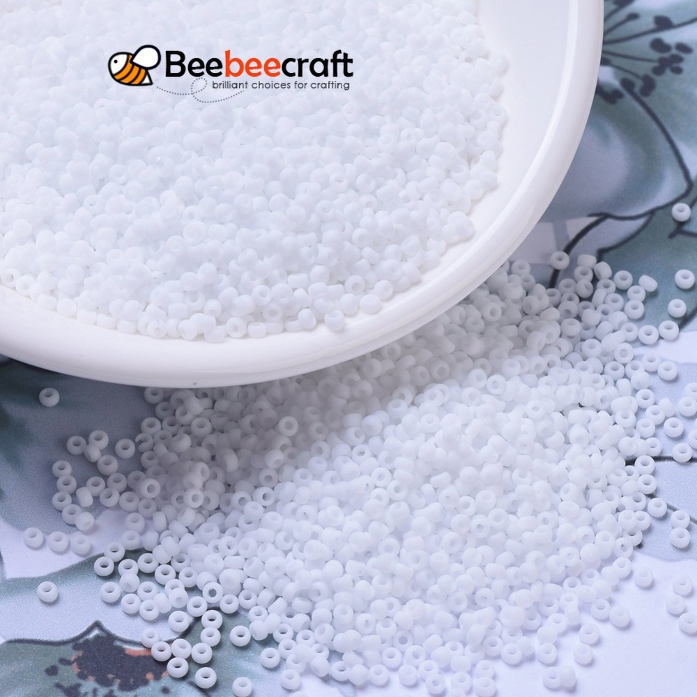 10g MIYUKI รอบ Rocailles ลูกปัดญี่ปุ่นลูกปัด 11/0 (RR402F) สีขาวด้าน 2x1.3 มม.: 0.8 มม.ประมาณ 1111 ช