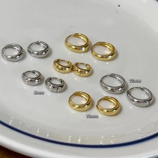 Roselife 1 คู่ 14k Gold Glossy Chunky Droplet Hoop ต่างหูสําหรับผู้หญิงแฟชั่น Pirced หูวงกลมเครื่องประดับ