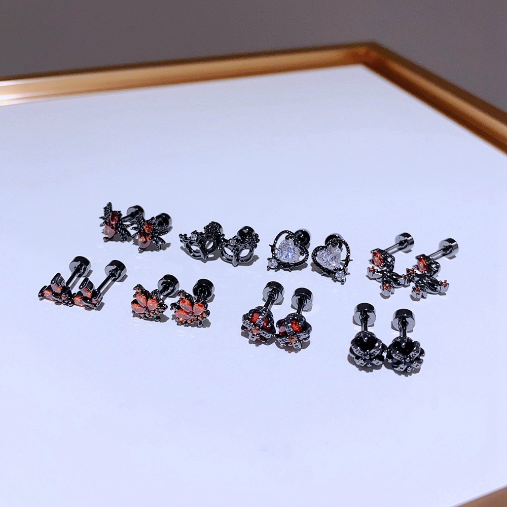 ต่างหู เหล็กไทเทเนียมชุบทองคําแท้หวานเย็นสไตล์สกรูสกรูต่างหูมินิ