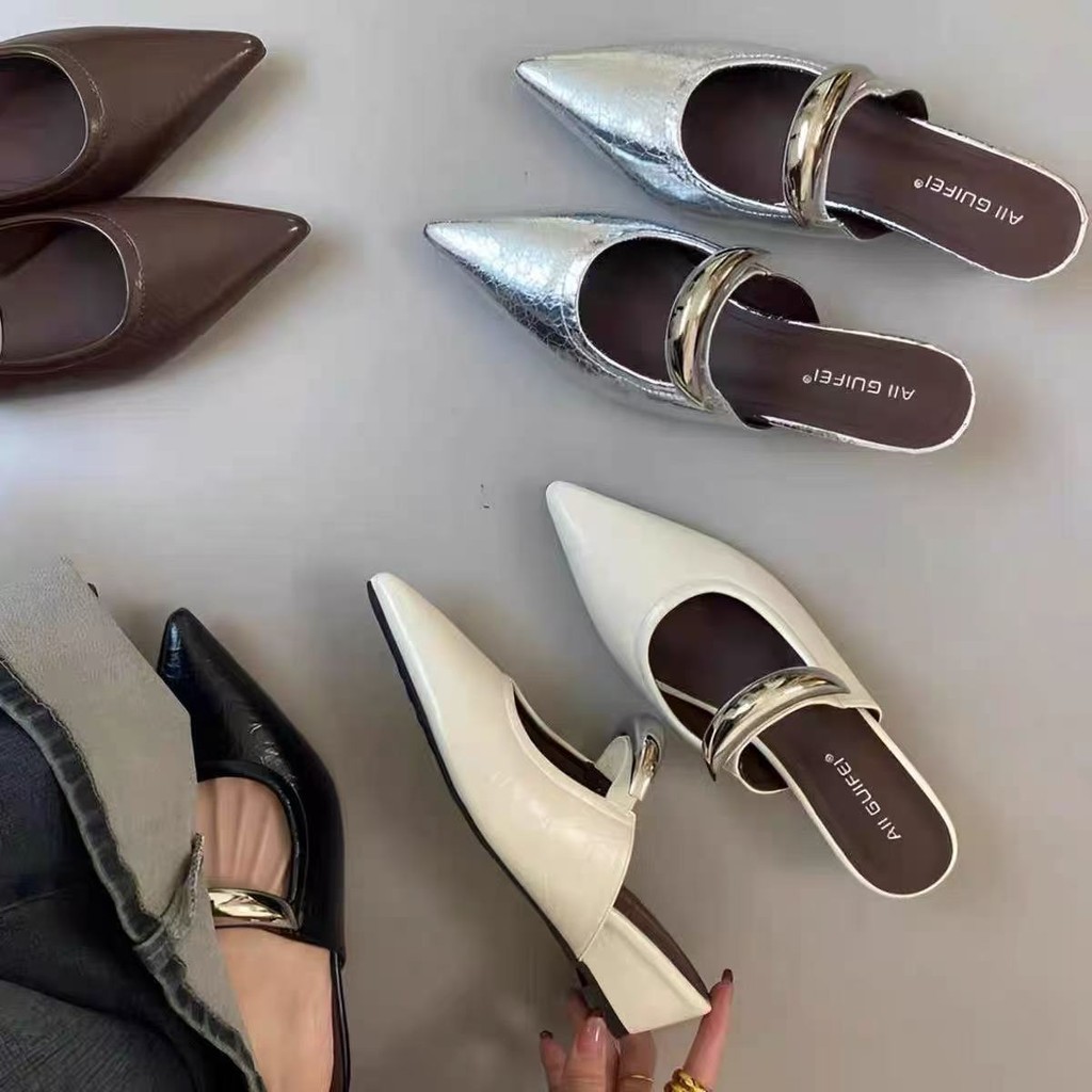 One for all พร้อมส่งจากไทย TX662 รองเท้าส้นเตารีด สไตล์ฝรั่งเศส หนา2นิ้ว หนังพียู กันลื่น สำหรับผู้หญิง