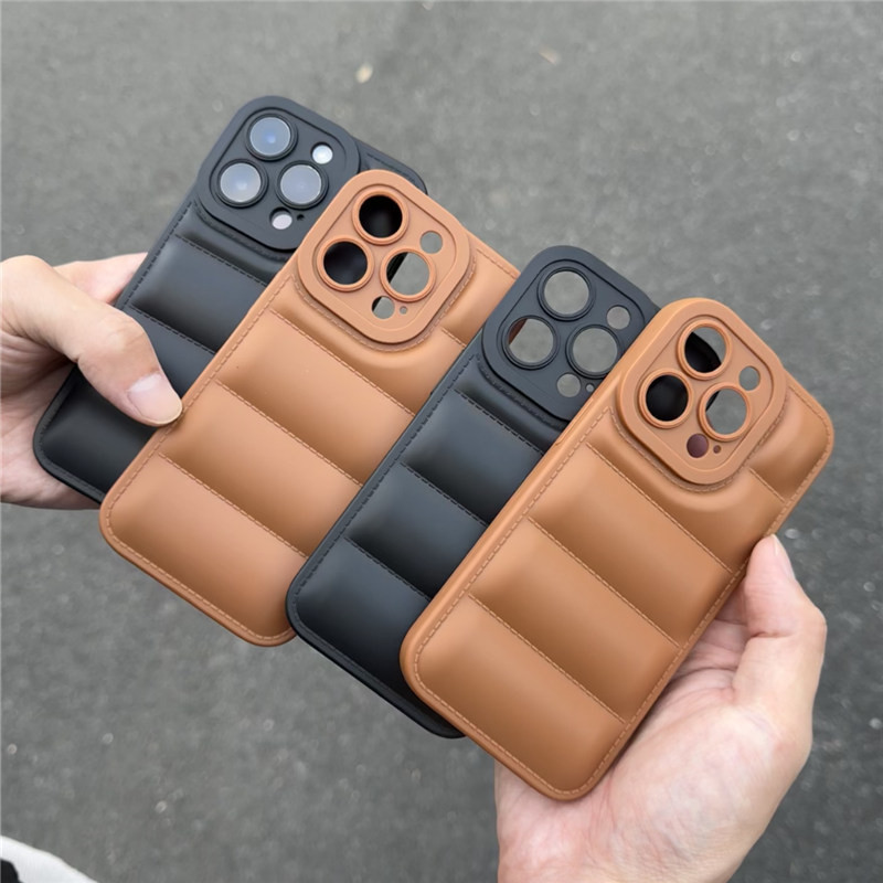 เคสโทรศัพท์สีพื้นสไตล์อินสตาแกรมสำหรับ Apple 16 Pro Max iPhone 15/14/13/12/11 แบบมีเบาะ XR