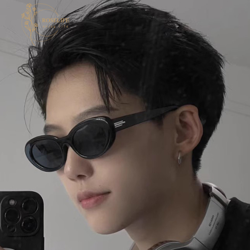 Roselife Cool Black UV400 เลนส์แว่นตากันแดดรูปไข่สําหรับผู้ชายผู้หญิงแฟชั่นวันหยุดแว่นตาขับรถแว่นตา Shades