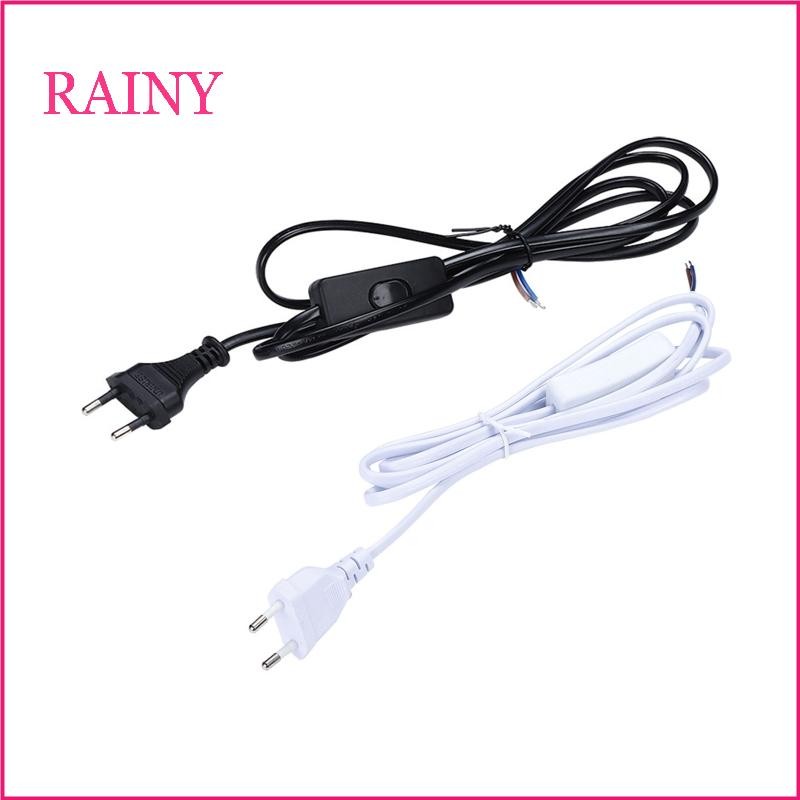 RAINY 2-Core EU Plug ไฟ LED Connector สายไฟพร้อมสวิตช์ในตัว LED Light Fixture Extension Cable 6FT