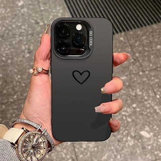 สีดำหรูหราซิลิโคนแข็งกรณีโทรศัพท์ หัวใจ for IPhone 13 12 7Plus 14 15 11 Pro MAX 8 6 7 6S Plus X XR XS