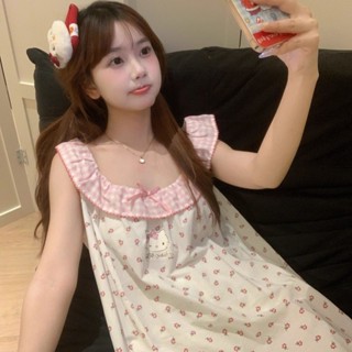 KT Cat Nightdress ชุดนอนสตรีฤดูร้อนสไตล์ใหม่มูลค่าสูงหวานรุ่…