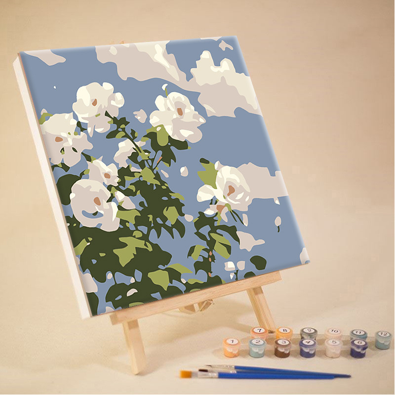 [พร้อมกรอบ]DIYระบายสีตามตัวเลข 20*20ซม.Paint by Numbers ดอกไม้ภาพวาดอะคริลิก การวาดภาพดิจิตอล ของขวัญ ส่งมอบทันที - รูปที่ 3