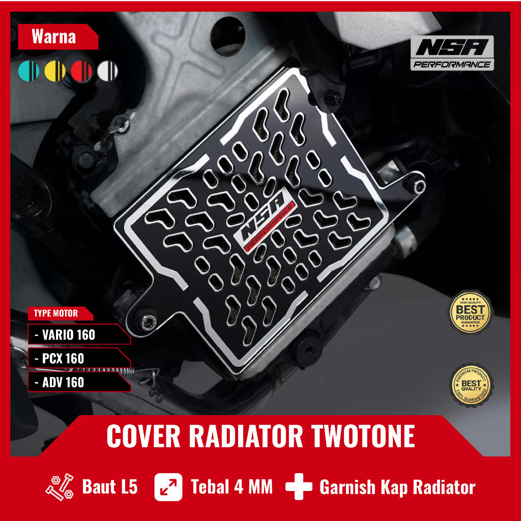 NSA COVER RADIATOR HONDA 160 TwoTone สีดํา Series หม้อน้ําฝาครอบ VARIO PCX NMAX AEROX ADV LEXI STYLO